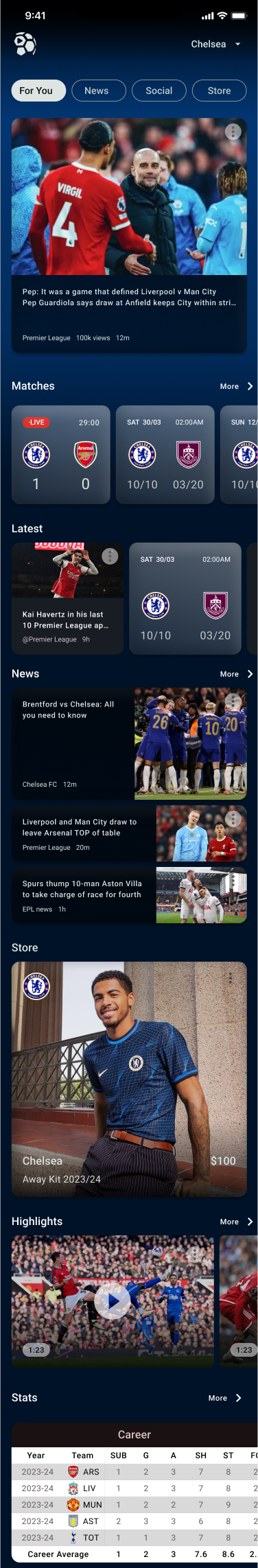 Premier League Chelsea themed app