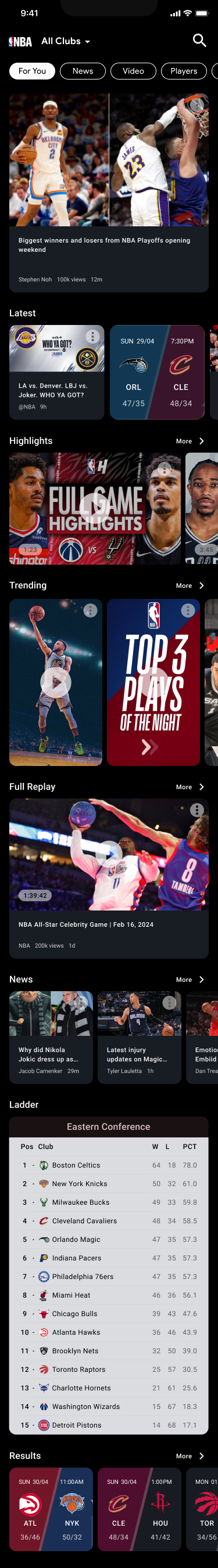 NBA league-wide themed app