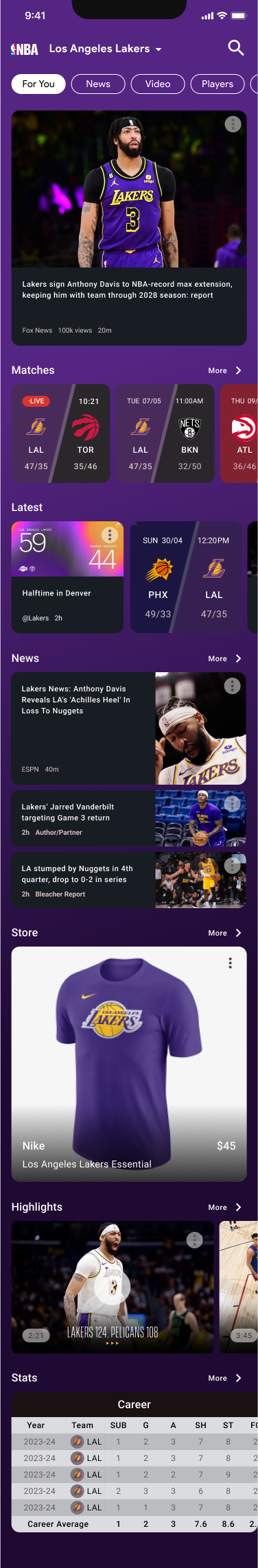 NBA Lakers themed app
